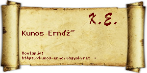 Kunos Ernő névjegykártya